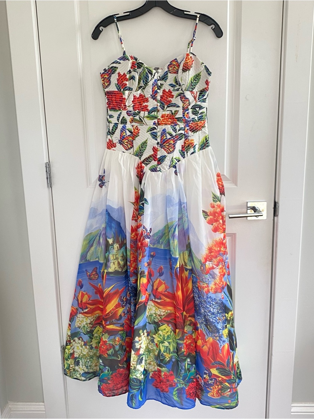 Anthropologie The Muse Basque-Waist Midi Dress Sz XS NWT - Picture 2 of 6